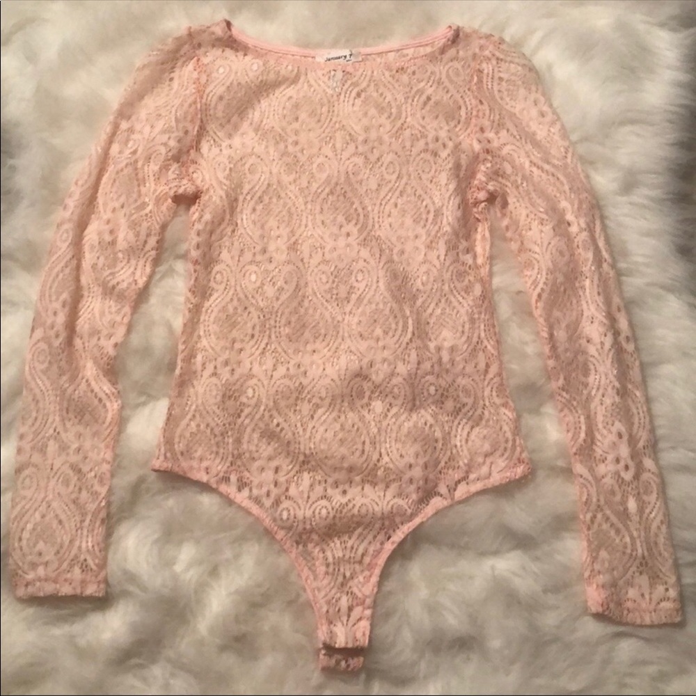Sheer Lace Long Sleeve Bodysuit